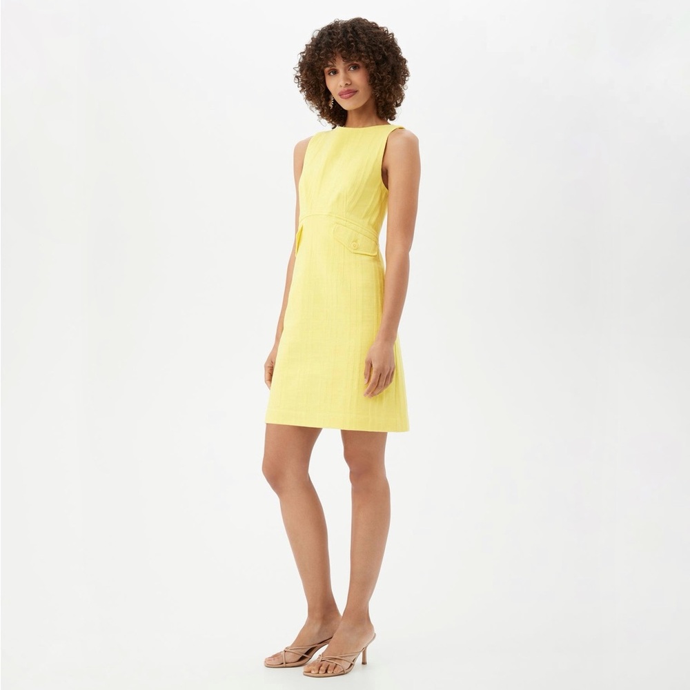 Trina Turk Yellow Mock Neck Sheath Mini Dress